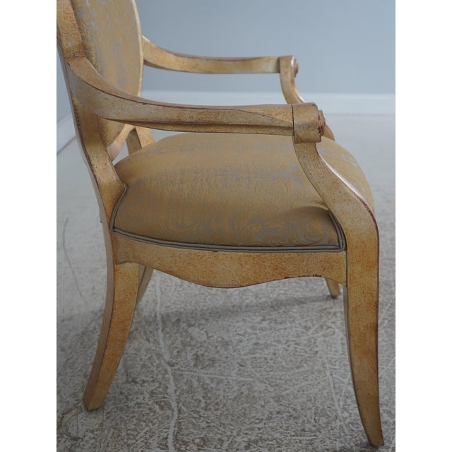 Textile Pair Henredon Gold Finish Decorator Open Armchairs For Sale - Image 7 of 18