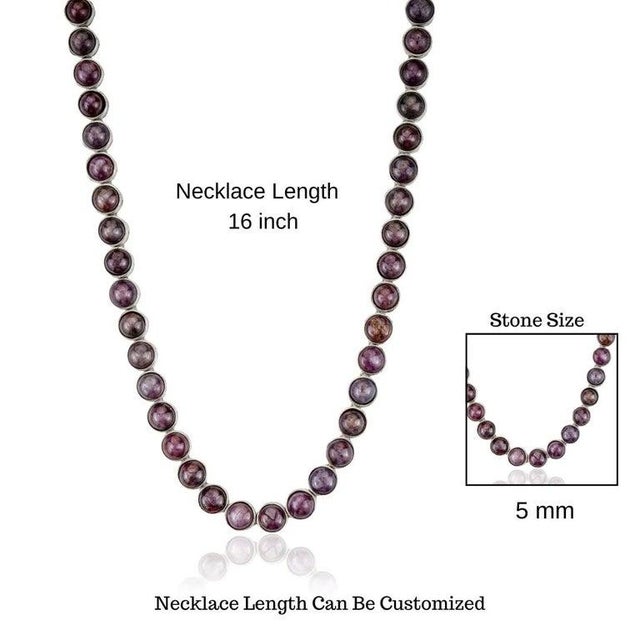 Not Yet Made - Made To Order 46.62Ct Star Ruby Bezel Set Tennis Necklace in 925 Silver 17 Inches For Sale - Image 5 of 12