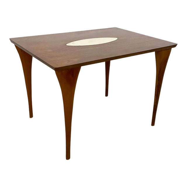 Mid-Century Italian Side Table With Oval Inlay For Sale