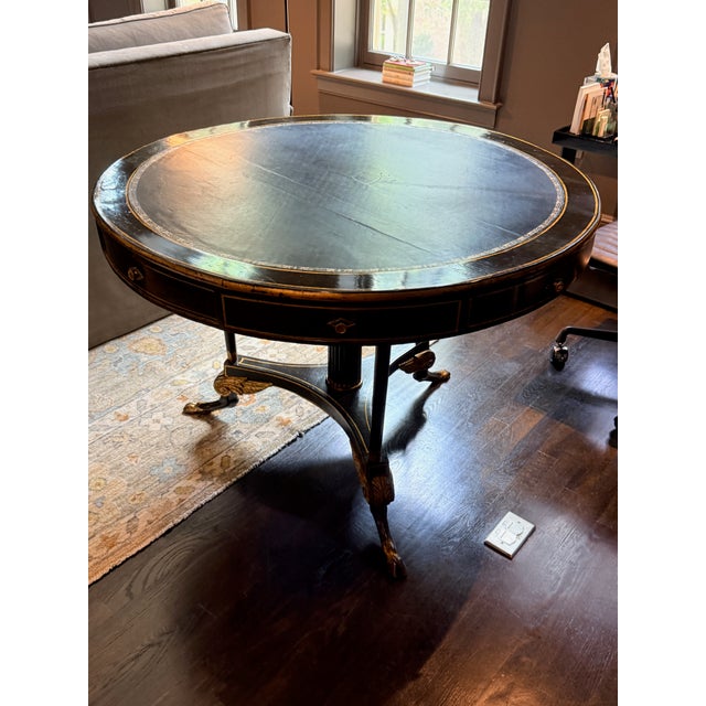 Antique Regency Style Leather Topped Table For Sale - Image 15 of 15