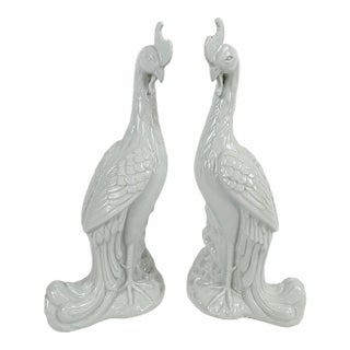 20th Century Large Blanc De Chine Porcelain Phoenix - a Pair For Sale