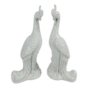20th Century Large Blanc De Chine Porcelain Phoenix - a Pair