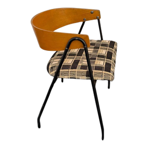 1960s Mid-Century Modern Wrought Iron Bentwood Compass Chair