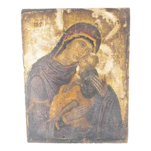 16th Century Veneto-Cretan School Christian Icon of Mother of God Elousa