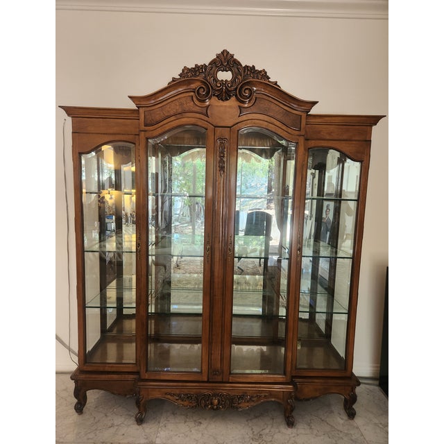 Italian 1960's Italian Carved Wood Display Cabinet For Sale - Image 3 of 12