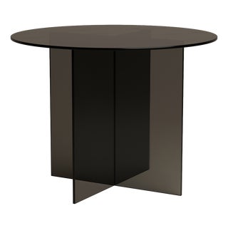 Round Smoked Glass Dining Table by Lebanto For Sale