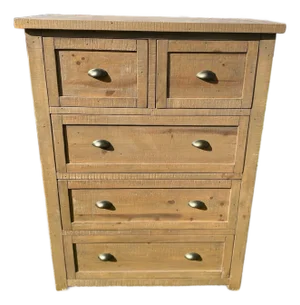 2010s Rustic Farmhouse Tallboy Dresser
