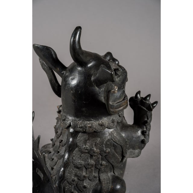 Pair of Chinese Patinated Bronze Guardian Lion (Foo Dog/Shishi) Incense Burners (Xianglu) China, Late Qing Dynasty to...