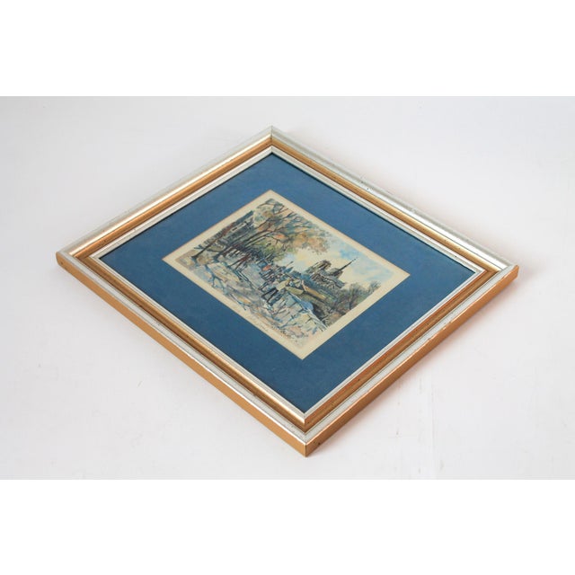 Vintage Parisian Cityscape Lithograph of the Notre Dame Cathedral in Paris For Sale - Image 4 of 10