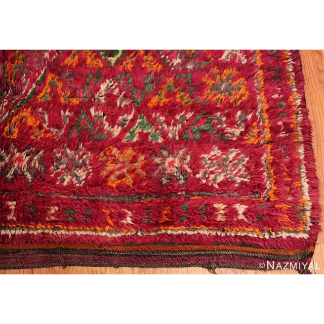 Red Nazmiyal Collection Geometric Folk Art Vintage Moroccan Rug For Sale - Image 8 of 8