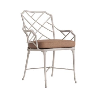 Brown Jordan Calcutta Arm Chair, Dove frame with Fusion Clay fabric For Sale