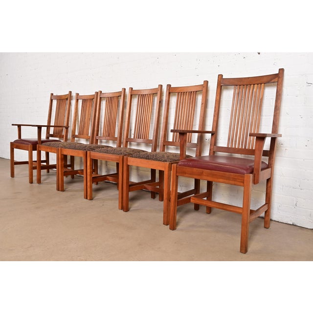 Stickley Mission Arts & Crafts Cherry Wood Spindle Back Dining Chairs, Set of Six For Sale - Image 13 of 13