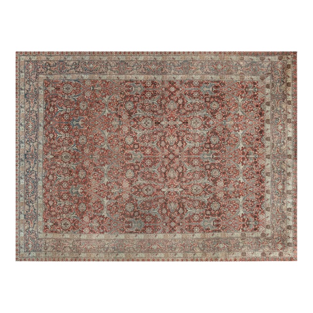 Early 20th Century Persian Tabriz Red Handmade Wool Rug For Sale