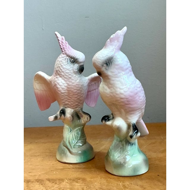 Ceramic Vintage Ceramic Cockatoo Figurines - Pair For Sale - Image 7 of 12