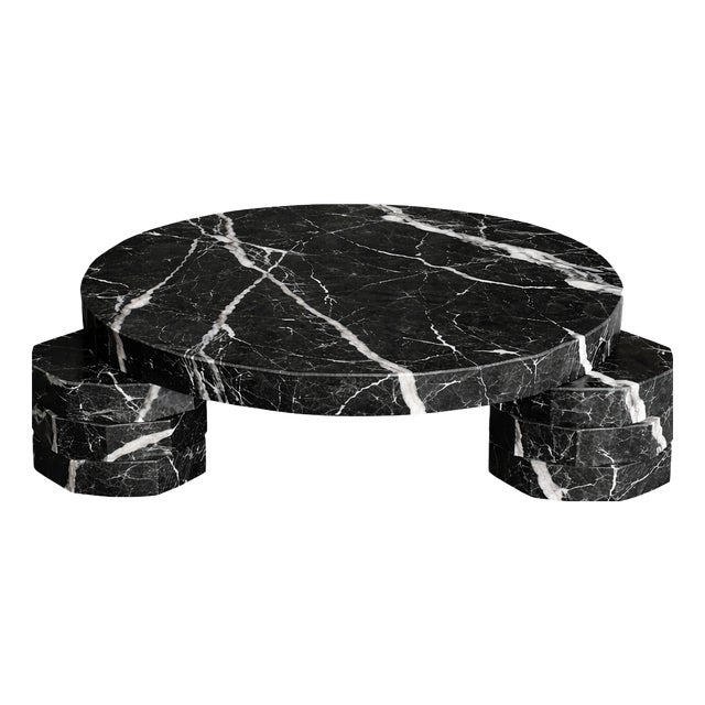 Handmade Round Table with Octagonal Feet by Andrea Grasso For Sale