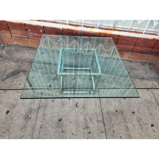 Modern 1980's Modern Chrome and Glass Coffee Table For Sale - Image 3 of 9