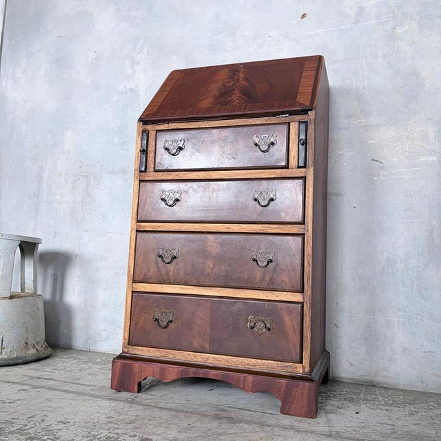 Antique Mahogany & Oak Fall-Front Writing Bureau For Sale - Image 4 of 11
