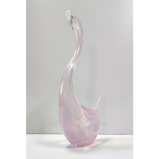 Vintage Italian Pink Sommerso Murano Glass Swan by Elio Raffaeli, 1980s For Sale - Image 6 of 18