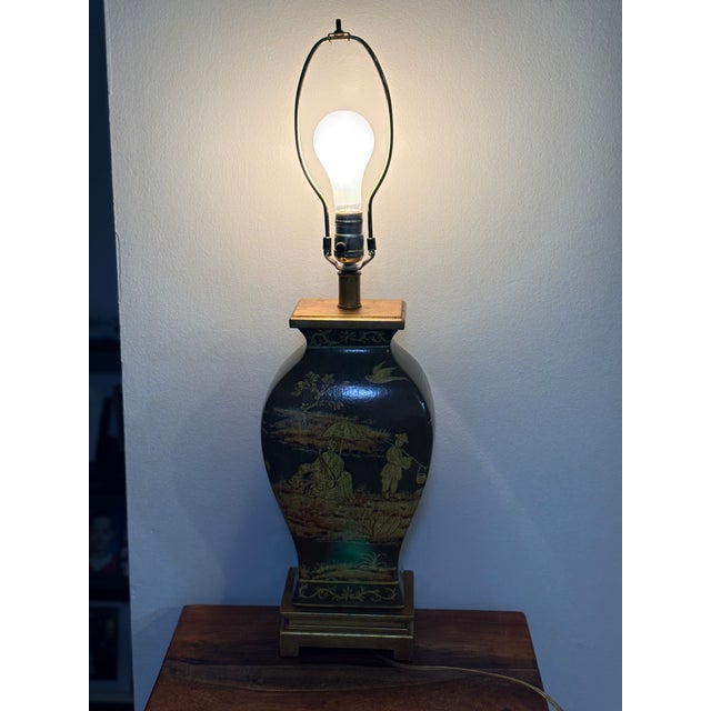 Ceramic Vintage Frederick Cooper Chinoiserie Ceramic Satsuma Style Table Lamp For Sale - Image 7 of 9