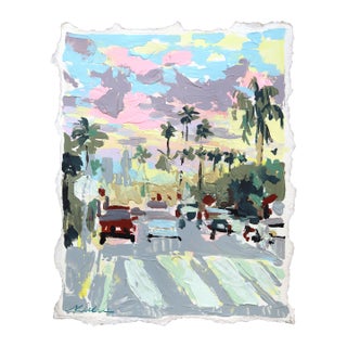 Ventura Boulevard - Original Los Angeles Cityscape Mixed Media Painting on Paper by Kellie Newsome For Sale