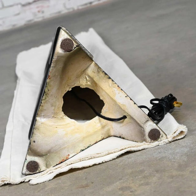 Postmodern Artmaster Studios Geometric Triangular Hand Painted Plaster Floor Lamp For Sale - Image 12 of 13