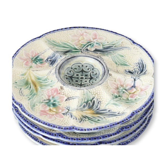 French Rare French Barbotine Majolica Oyster Plate, Circa 1890 For Sale - Image 3 of 4