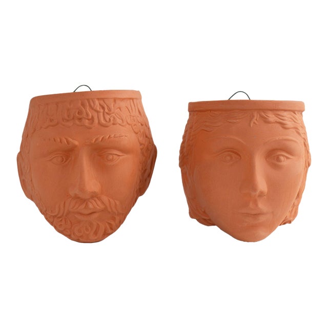 Vintage Rookes Pottery God and Goddess Face Planters For Sale