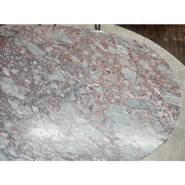 Mid 20th Century Exotic Marble Oval Italian Dining Table With Pedestal Base For Sale - Image 11 of 12