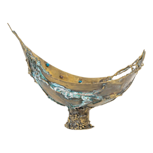 Brass Bowl with Inlay of Semi-Precious Stones, 1960