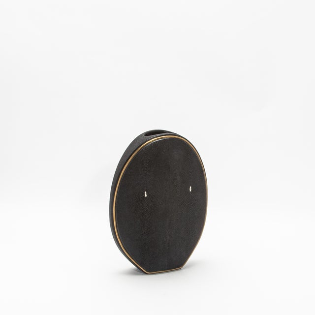 Shagreen Vase With Brass Details by R&y Augousti For Sale In Los Angeles - Image 6 of 6