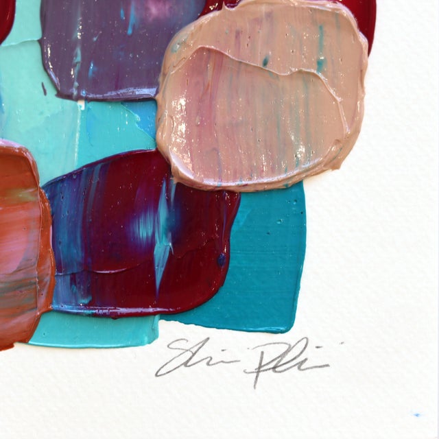 Contemporary 3.8 #1 - Original Impasto Colorful Textured Paint Abstract Art on Paper by Shiri Phillips For Sale - Image 3 of 5