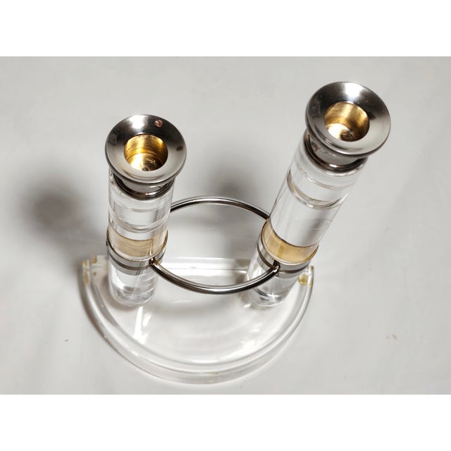 Metal Vintage Spanish Acrylic and Metal Chandelier, 1970s For Sale - Image 7 of 9
