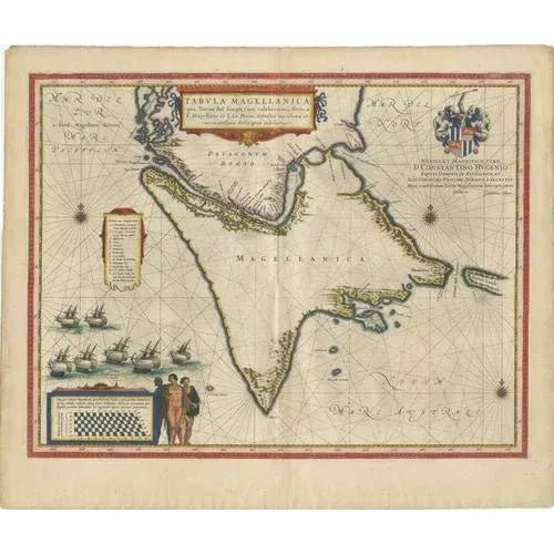 Strait of Magellan Map with Tierra Del Fuego from Blaeu, 1642 For Sale - Image 11 of 11
