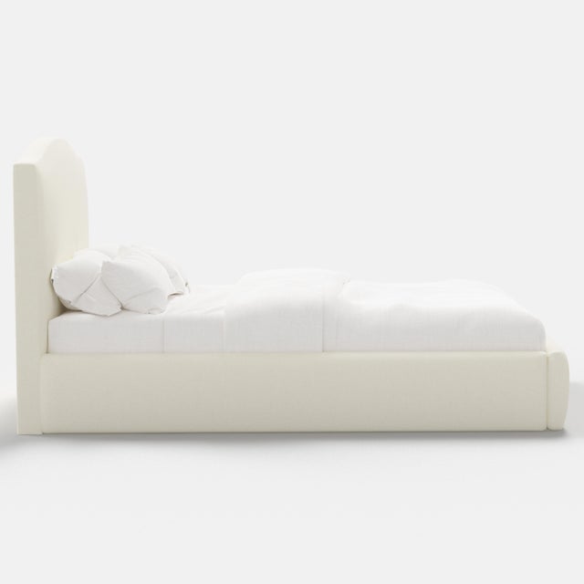 Not Yet Made - Made To Order Camille Cream Linen Blend Platform Bed, Queen For Sale - Image 5 of 7
