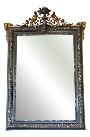 Large Antique Ebonised and Gilt Overmantle Wall Mirror, 1890s