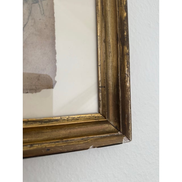 Antique French Child’s Sketch in Gilt Frame For Sale - Image 10 of 10