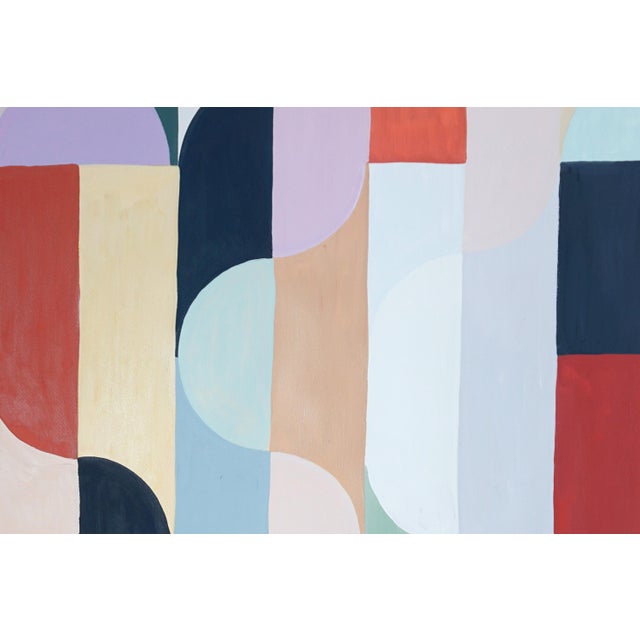 2026, Art Deco Painting Triptych in Pastel Tones, Raindrops For Sale - Image 9 of 11