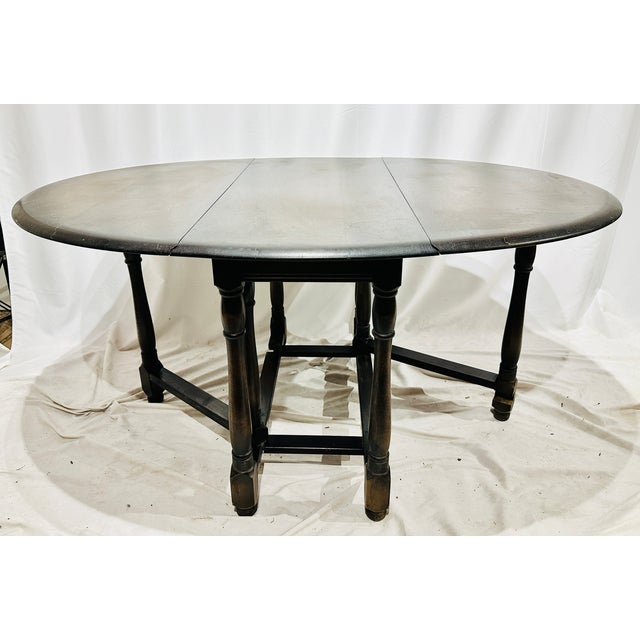 Antique English Oak Gateleg Drop-Leaf Table For Sale - Image 9 of 9