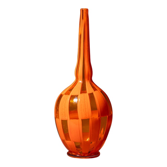 Orange Murano Glass Vase by Barovier & Toso, Edition 1/1, Dated 1981 For Sale