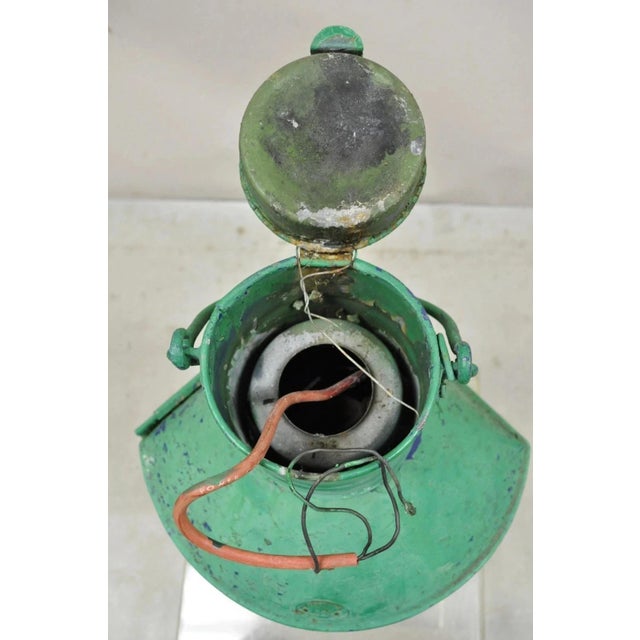 Early 20th Century Antique Eli Griffith & Sons Green Marine Masthead Ship Lantern Light Fixture For Sale - Image 5 of 12
