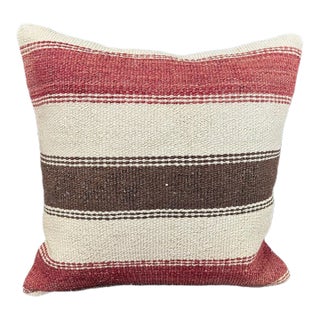 Turkish Hemp Pillow Cushion Natural Beige Red Cushion Cover 20"x20" For Sale