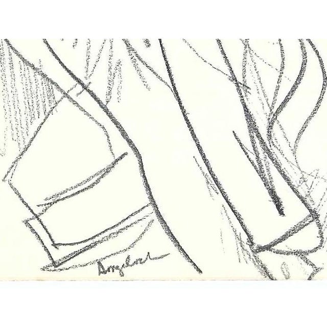 Drawing on paper of a fire, camp or a fireplace undetermined, by Robert Henry Angeloch (1922-2011). Signed lower left,...