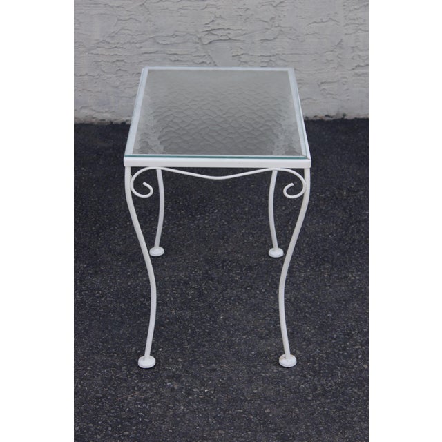 Vintage Wrought Iron And Glass Patio Side Table For Sale - Image 11 of 15