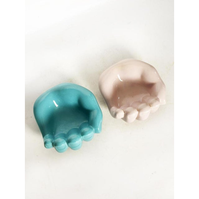 Blue and Green Bear Paw Ceramic Ashtrays, France, 1970s, Set of 2 For Sale - Image 12 of 13