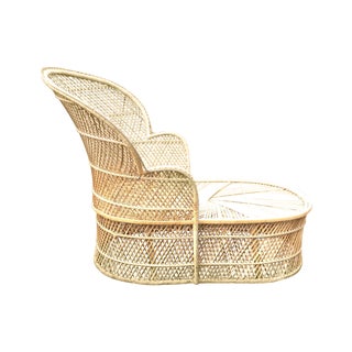 Vintage Wicker Bohemian Fan Chaise Lounge For Sale