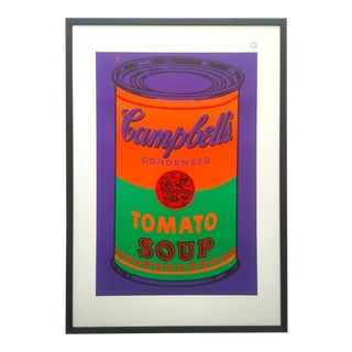 Andy Warhol Estate Vintage 1989 1st Edition Lithograph Print Large Framed Pop Art Poster " Colored Campbell's Soup Can " 1965 For Sale