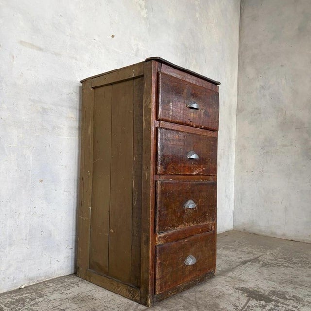 Vintage French Industrial Tallboy Chest of Drawers Vintage French Industrial Tallboy Chest of Drawers For Sale - Image 6 of 7