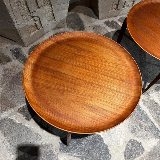 1950s Engholm & Willumsen for Fritz Hansen Teak Side Tables Pair Mid-Century Danish Modern For Sale - Image 5 of 9