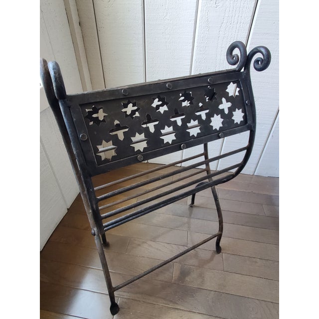 Moroccan Vintage Forged Iron Firewood Holder For Sale - Image 3 of 6