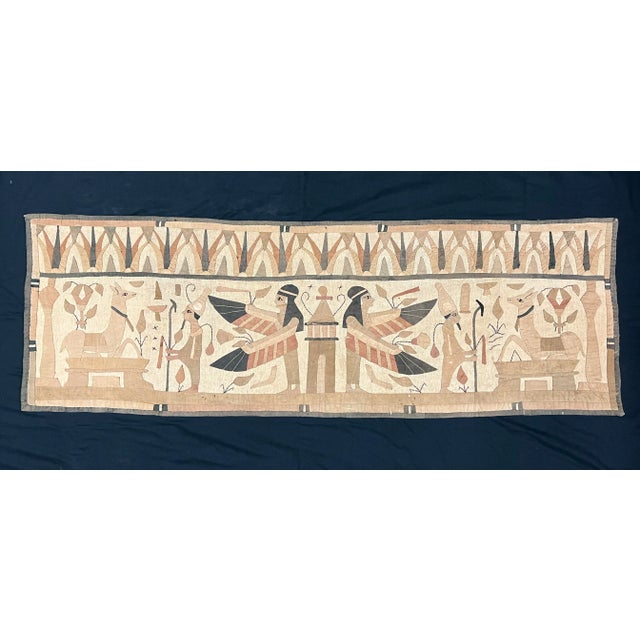 Brown Vintage Hand-Stitched Egyptian Quilt Wall Hanging Tapestry For Sale - Image 8 of 12